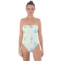 Easter Pattern Tie Back One Piece Swimsuit by Valentinaart