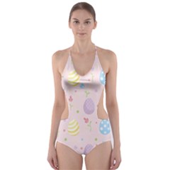 Easter Pattern Cut-out One Piece Swimsuit by Valentinaart