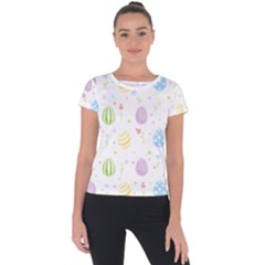 Easter Pattern Short Sleeve Sports Top  by Valentinaart