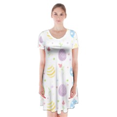 Easter Pattern Short Sleeve V-neck Flare Dress by Valentinaart