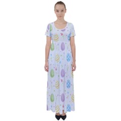 Easter Pattern High Waist Short Sleeve Maxi Dress by Valentinaart