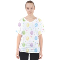 Easter Pattern V-neck Dolman Drape Top by Valentinaart