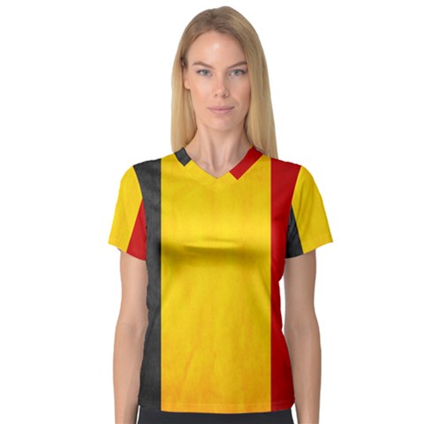 Belgium Flag V-neck Sport Mesh Tee by Valentinaart