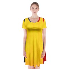 Belgium Flag Short Sleeve V-neck Flare Dress by Valentinaart