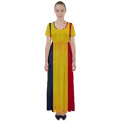 Belgium Flag High Waist Short Sleeve Maxi Dress by Valentinaart