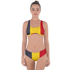 Belgium Flag Criss Cross Bikini Set by Valentinaart