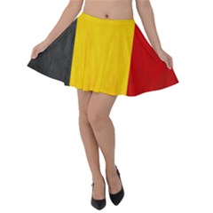 Belgium Flag Velvet Skater Skirt by Valentinaart