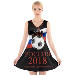 Russia Football World Cup V-Neck Sleeveless Skater Dress