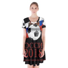 Russia Football World Cup Short Sleeve V-neck Flare Dress