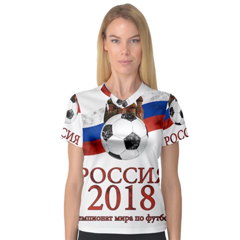 Russia Football World Cup V-neck Sport Mesh Tee by Valentinaart