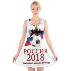 Russia Football World Cup V-neck Sleeveless Skater Dress by Valentinaart