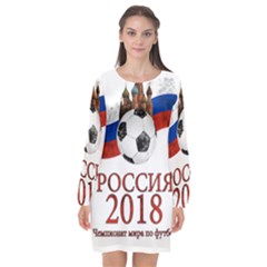 Russia Football World Cup Long Sleeve Chiffon Shift Dress  by Valentinaart