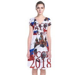 Russia Football World Cup Short Sleeve Front Wrap Dress by Valentinaart