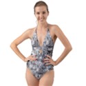 Grunge pattern Halter Cut-Out One Piece Swimsuit View1