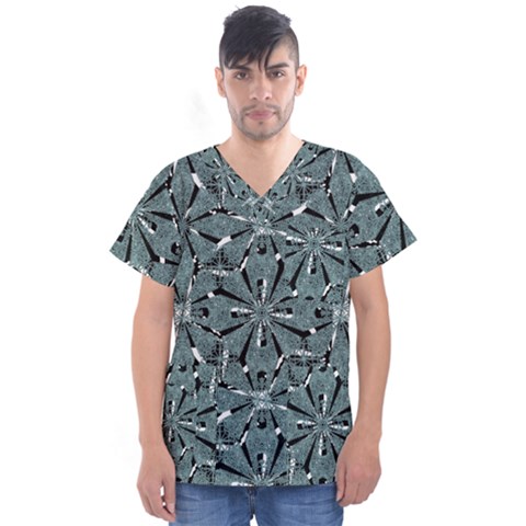 Modern Oriental Ornate Pattern Men s V-neck Scrub Top by dflcprints