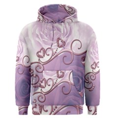 Wonderful Soft Violet Roses With Hearts Men s Pullover Hoodie by FantasyWorld7