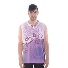 Wonderful Soft Violet Roses With Hearts Men s Basketball Tank Top by FantasyWorld7