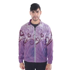 Wonderful Soft Violet Roses With Hearts Wind Breaker (men)