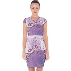 Wonderful Soft Violet Roses With Hearts Capsleeve Drawstring Dress  by FantasyWorld7