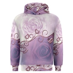 Wonderful Soft Violet Roses With Hearts Men s Overhead Hoodie by FantasyWorld7