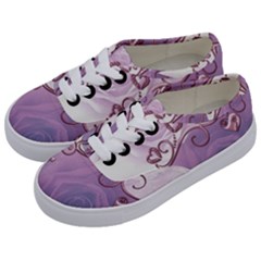 Wonderful Soft Violet Roses With Hearts Kids  Classic Low Top Sneakers by FantasyWorld7