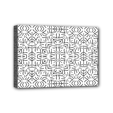 Black And White Ethnic Geometric Pattern Mini Canvas 7  X 5  by dflcprints