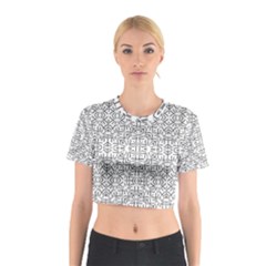 Black And White Ethnic Geometric Pattern Cotton Crop Top by dflcprints