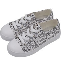 Black And White Ethnic Geometric Pattern Kids  Low Top Canvas Sneakers by dflcprints