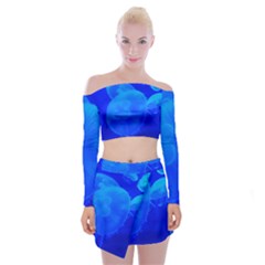 Blue Jellyfish 1 Off Shoulder Top With Mini Skirt Set by trendistuff