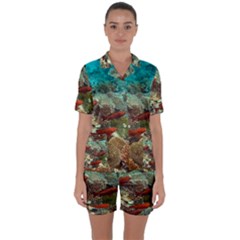 Coral Garden 1 Satin Short Sleeve Pyjamas Set