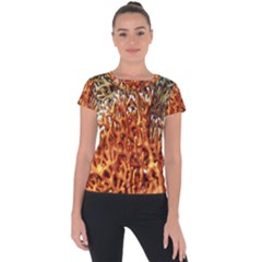 Fire Coral 1 Short Sleeve Sports Top  by trendistuff