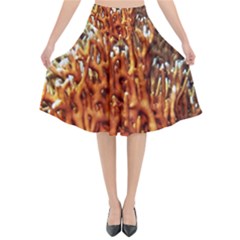 Fire Coral 1 Flared Midi Skirt by trendistuff