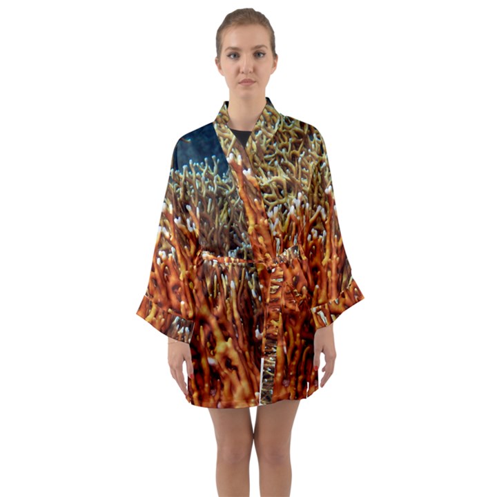 FIRE CORAL 1 Long Sleeve Kimono Robe