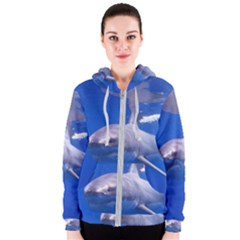 Great White Shark 4 Women s Zipper Hoodie by trendistuff