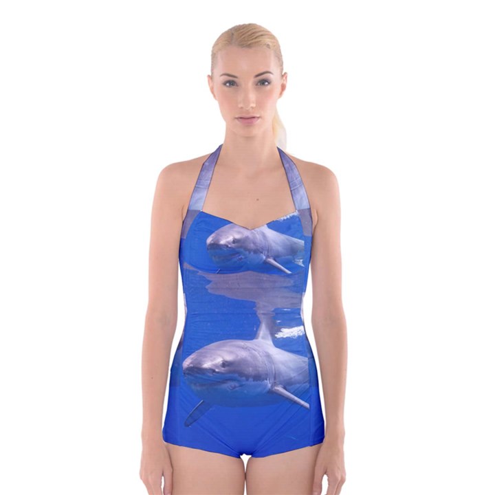 GREAT WHITE SHARK 4 Boyleg Halter Swimsuit 