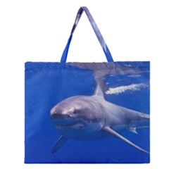 Great White Shark 4 Zipper Large Tote Bag by trendistuff