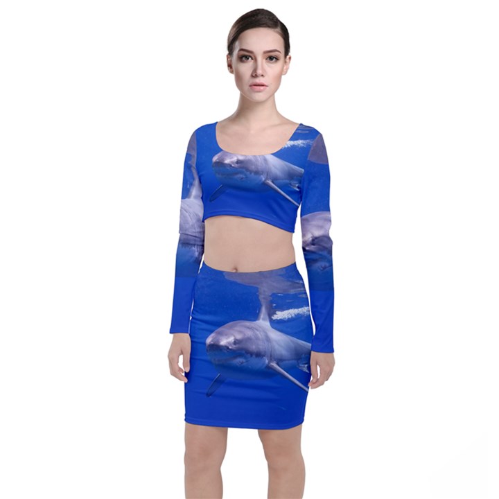 GREAT WHITE SHARK 4 Long Sleeve Crop Top & Bodycon Skirt Set