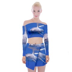 Great White Shark 4 Off Shoulder Top With Mini Skirt Set by trendistuff