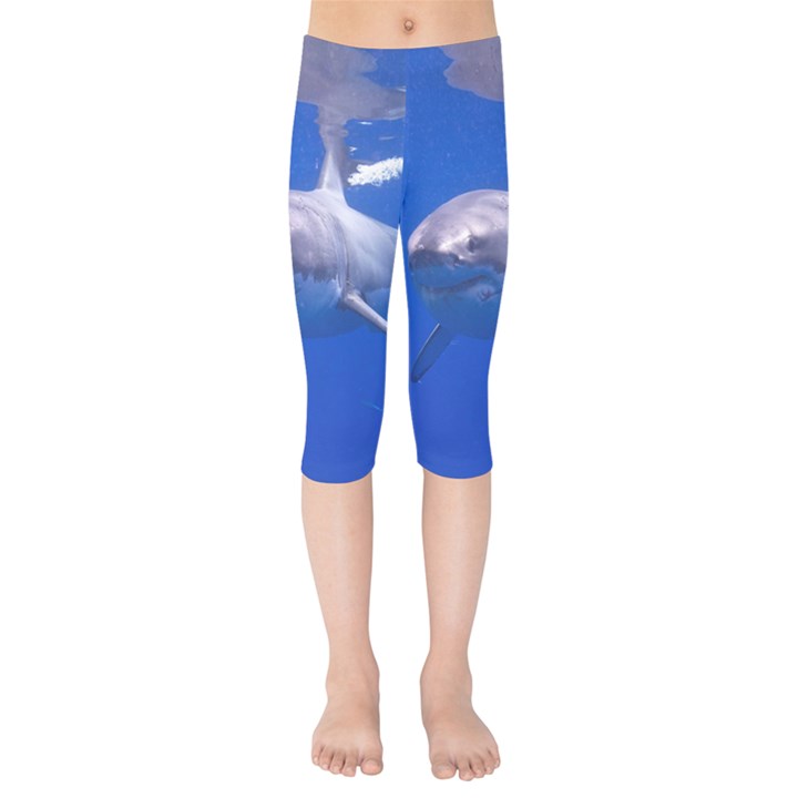 GREAT WHITE SHARK 4 Kids  Capri Leggings 