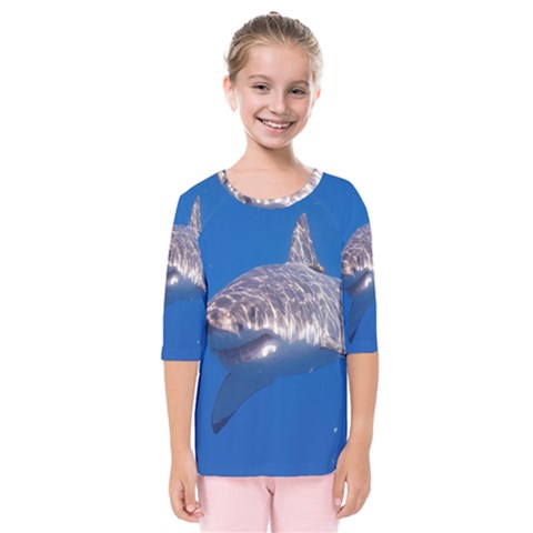 Great White Shark 5 Kids  Quarter Sleeve Raglan Tee by trendistuff