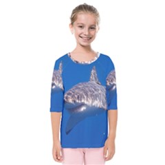 GREAT WHITE SHARK 5 Kids  Quarter Sleeve Raglan Tee