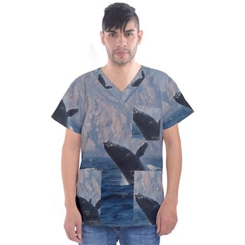 Humpback 1 Men s V-neck Scrub Top by trendistuff