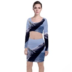 Humpback 2 Long Sleeve Crop Top & Bodycon Skirt Set by trendistuff