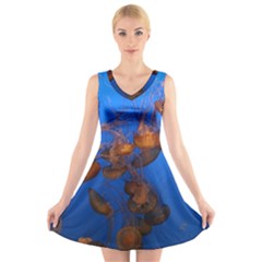 Jellyfish Aquarium V-neck Sleeveless Skater Dress by trendistuff