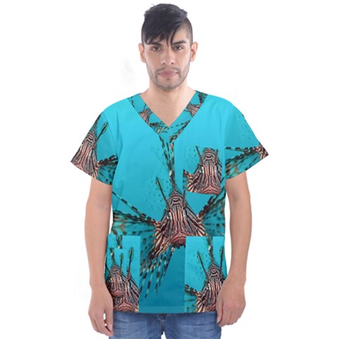 Lionfish 2 Men s V-neck Scrub Top by trendistuff