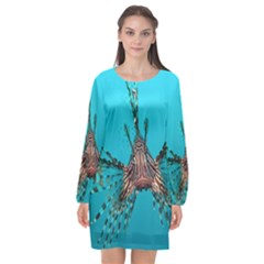 Lionfish 2 Long Sleeve Chiffon Shift Dress  by trendistuff