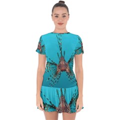 Lionfish 2 Drop Hem Mini Chiffon Dress by trendistuff