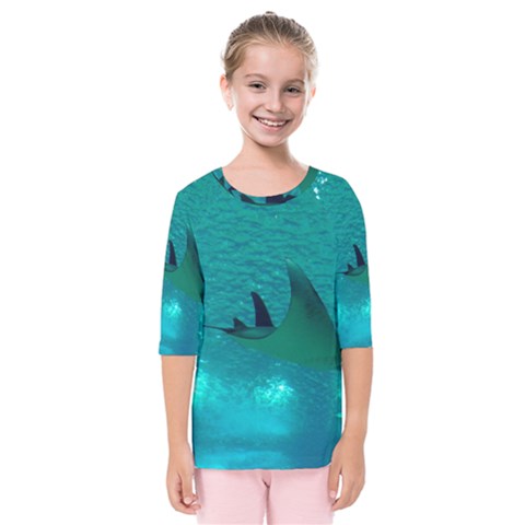 Manta Ray 1 Kids  Quarter Sleeve Raglan Tee by trendistuff