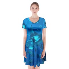 Manta Ray 2 Short Sleeve V-neck Flare Dress by trendistuff