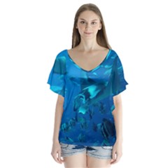 Manta Ray 2 V-neck Flutter Sleeve Top by trendistuff